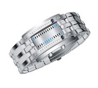 Haofy MENS BINARY WARTH GUARNIMENTO PREMIUM QUIUM BLU Blue LED Digital Digital Owatch per Feste All'aperto, Design Elegante (Argento di grandi dimensioni)