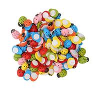 Haofy Mini Adesivi Coccinella in Legno 100 Pezzi Autoadesivi Impermeabili in Legno di Bosso Naturale con Colori Vivaci per Decorazioni di Album di Ritagli Artigianali Fai da Te - Perfetti Come per