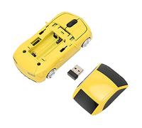 Haofy Mouse Wireless, Sensore Ottico da 1600 DPI a Forma di Auto da Corsa, Mouse per Computer, modalità di Sospensione Automatica per Computer PC (Giallo)