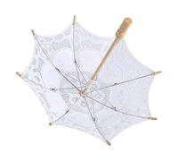 Haofy Ombrello di pizzo Ombrello da sposa Ombrello da sposa da donna Ombrellone Ombrelloni da sole Ricamo in legno Parasole Matrimonio Sposa Fotografia Ombrello Fotografia puntelli(S-bianca)