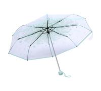 Haofy Ombrello Pieghevole Trasparente Ombrello da Viaggio con Fiori di Ciliegio Trasparente da 93 Cm, da Pioggia Antivento con Apertura Manuale Leggera per Donne Pendolari (verde chiaro)