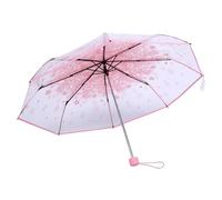 Haofy Ombrello Pieghevole Trasparente Ombrello da Viaggio con Fiori di Ciliegio Trasparente da 93 Cm, da Pioggia Antivento con Apertura Manuale Leggera per Donne Pendolari (PINK)