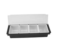 Haofy Organizzatore per Condimenti con 4 Scomparti, Contenitore in Plastica con Coperchio Trasparente, Rimovibile per Bar, Ristoranti, Feste, Campeggio