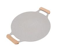 Haofy Padella Coreana con Manico in Alluminio Antiaderente su 2 Lati per un Riscaldamento Uniforme con Manici in Faggio per Piano Cottura a Gas, Piano Cottura a Induzione, Campeggio all'aperto, (30