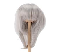 Haofy Parrucca per Bambola Capelli Sintetici Realistici 1/4 Corti e Lisci, Perfetta per la Circonferenza della Testa della Bambola da 18,5-21 Cm, Bella Ed Elegante (grigio argento)