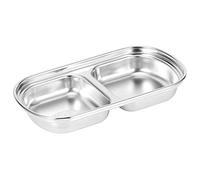 Haofy Piatto per Salse, Piatto a Scomparti in Acciaio Inossidabile per Immersione, 2 Griglie e 3 Griglie, Ideale per Feste in Tavola in (82050 due)