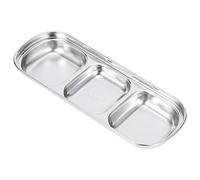 Haofy Piatto per Salse, Piatto a Scomparti in Acciaio Inossidabile per Immersione, 2 Griglie e 3 Griglie, Ideale per Feste in Tavola in (82051 tre)