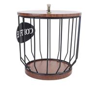 Haofy Portafiltro per caffè di Grande capacità per 500 Filtri - Legno e Metallo con Coperchio Antipolvere, Contenitore Rustico per Bancone, Bar, Piccola (#1)