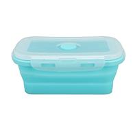 Haofy Portapranzo Pieghevole in Silicone, Contenitore per Alimenti Adatto Al Microonde, Portapranzo Portatile Leggero per Ufficio e Scuola (BLUE)