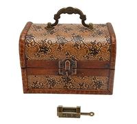 Haofy Scatola Portaoggetti Vintage in Legno Portagioie retrò con Design a Serratura, Oggetti di Scena per Decorazioni Domestiche di Artigianato Antico per L'organizzazione di Ufficio e (6300G-01GK02)