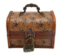 Haofy Scatola Portaoggetti Vintage in Legno Portagioie retrò con Design a Serratura, Oggetti di Scena per Decorazioni Domestiche di Artigianato Antico per L'organizzazione di Ufficio e (6300G-01GK10)