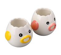 Haofy Separatore di Uova, Separatore di Uova a Forma di Pollo in Ceramica da 2 pezzi. Divisori del Tuorlo d' Carino, Accessori per Filtro per da Cucina con Scatola, per Gadget per Cucinare la Casa