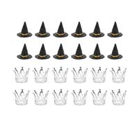 Haofy Set di 12 Mini Decorazioni per Cupcake a Forma di Cappello da Strega e Corona, Ideali per Feste di Compleanno a Tema principessa. (SILVER)