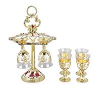 Haofy Set di Calici Cinesi retrò in Lega di Zinco e Vetro per Bar per Feste - Calici da Vino Vintage con Motivo Floreale in Rilievo 6 Pezzi (bianco oro)