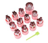 Haofy Set di Formine per Biscotti in Acciaio Inossidabile a 12 Forme con Coperchio Pressato Ispessito per Cuocere Frutta e Verdura Arti e Mestieri (Rosea)
