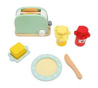 Haofy Set di Giocattoli per Tostapane per Bambini in Legno Massello con Pane a Fette e Bottiglia, Gioco di Finzione in Cucina per L'apprendimento Precoce per la Coordinazione Occhio-mano, Set da
