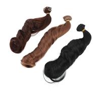 Haofy Set di Parrucche per Bambole Ricci con Capelli Lunghi Castano Chiaro Scuro per Bambole da Acconciare, vestibilità Universale per Vari Volti di, Set di 3 Parrucche per Giochi Creativi per