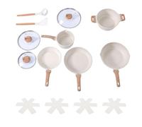 Haofy Set di Pentole Antiaderenti in Granito 10 Pezzi Pentole e Padelle in Alluminio per Piano Cottura a Induzione da Impilabili con Utensili da per Chef Domestici