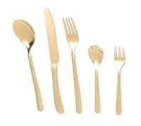 Haofy Set di Posate in Acciaio Inossidabile Martellato da 20 Pezzi 18/10 Antiruggine per 4 Persone con Peso Bilanciato e Manici Sagomati Posate per Domestica, Feste, Ristorante (GOLD)