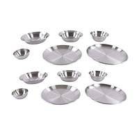 Haofy Set di Stoviglie da Campeggio 12 Pezzi in Acciaio Inossidabile con Custodia per Escursioni, Gite in Spiaggia, Campeggio Sul Lago, Picnic in Famiglia, Viaggi all'aperto