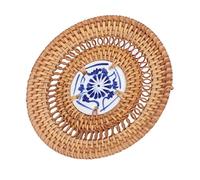 Haofy Set Rotondo Blu e Bianco Sottobicchiere in Porcellana Intrecciata a Mano in Rattan - Sottobicchiere Che Assorbe l'umidità per Uso Domestico, Ristorante, Ufficio (10 cm)