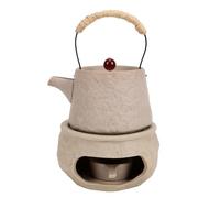 Haofy Set Scaldatè per Tè in Ceramica Grezza, Teiera da Infusione 400 Ml, | Base per Bruciatore Ad Alcool o carbone; Argilla Traspirante, Impugnatura Isolata