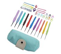 Haofy Set Uncinetti 31 Pezzi con Ganci Ergonomici in Alluminio e Dimensioni Stampate per Coperte, Cappelli, Tappeti Adatti per Principianti di Lavoro a Maglia, Piccoli Spazi, Uso Quotidiano