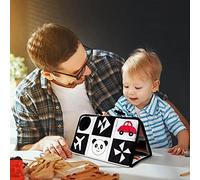 Haofy Specchio Giocattolo per il Tempo della Pancia del Bambino, Specchio per attività Ad Alto Contrasto con Massaggiagengive e Occhialini, Giocattolo Sensoriale Pieghevole per Culle Passeggini