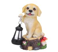 Haofy Statua da Giardino in Resina a Forma di Cane da Esterno, Luce