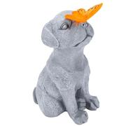 Haofy Statua da Giardino Solare per Cane, Resina 25x14x11 Cm Luce Esterna
