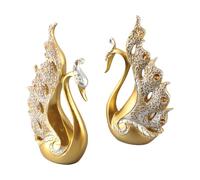 Haofy Statuette di Coppia di Cigni in Resina Realizzate a Mano, Simbolo dell'amore - Set da 2 Pezzi per la Decorazione della Casa, del Matrimonio, del Soggiorno (GOLD)