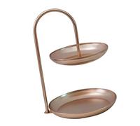 Haofy Supporto per Cesto di Frutta a 2 Livelli, Vassoio per Frutta in Ferro per Servire più Livelli, Piatto Stabile a Doppio Livello per Cene e Feste in Famiglia (Oro rosa)