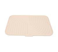 Haofy Tappetino Asciugapiatti in Silicone 45x30 Cm con Design a Drenaggio Inclinato, Antiscivolo, Ad Asciugatura Rapida, per Alimenti, per Piano , Scolapiatti Laterale, Preparazione (Beige)