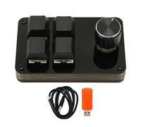 Haofy Tastiera Meccanica Macro, Programmazione Macro Personalizzabile, Connessione Cablata, Interruttore Blu, Tastiera Mini a 4 Tasti con Manopola per Giochi