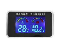 Haofy Termometro Voltmetro per Schermo LCD per Auto 12V/24V/36V con Sensore Termometro Acqua da 10 Mm - Adatto per Camion, Ampio Intervallo di Visualizzazione -10-120°C