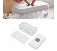 Haofy Vassoio per Cubetti di Ghiaccio a Pressa con Contenitore con Coperchio e Paletta, Impilabile, a Rilascio Facile, per Congelatore, in Silicone, Contenitore Alternativo in Plastica (S Bianco)