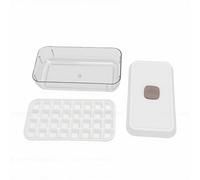 Haofy Vassoio per Cubetti di Ghiaccio a Pressa con Contenitore con Coperchio e Paletta, Impilabile, a Rilascio Facile, per Congelatore, in Silicone, Contenitore Alternativo in Plastica (L Bianco)