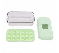 Haofy Vassoio per Cubetti di Ghiaccio a Pressa con Contenitore con Coperchio e Paletta, Impilabile, a Rilascio Facile, per Congelatore, in Silicone, Contenitore Alternativo in Plastica (S verde)