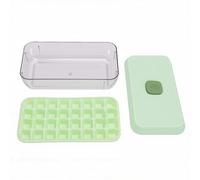 Haofy Vassoio per Cubetti di Ghiaccio a Pressa con Contenitore con Coperchio e Paletta, Impilabile, a Rilascio Facile, per Congelatore, in Silicone, Contenitore Alternativo in Plastica (L verde)