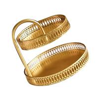Haofy Vassoio per Pasticceria a Forma di Cuore Espositore per Dessert in Rame e Oro a Doppio Strato con Design a Due Livelli per Matrimoni, Anniversari, Feste di San (Grana verticale)