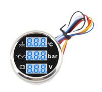 Haofy Voltmetro della Pressione Dell'olio della Temperatura Dell'acqua per Barche Ad Alta Precisione, Set di Indicatori Digitali 3 in 1 per Yacht e Motocicli, Design con Lettere Blu (Copertura