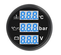 Haofy Voltmetro della Pressione Dell'olio della Temperatura Dell'acqua per Barche Ad Alta Precisione, Set di Indicatori Digitali 3 in 1 per Yacht e Motocicli, Design con Lettere Blu (Quadrante nero
