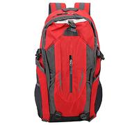 Haofy Zaino da 40 Litri, Borsa a Tracolla in Nylon Leggero con Tasche Multiple e Design Ergonomico, per Campeggio, Escursionismo Sportivo All'aria Aperta (rosso)