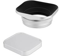 Haoge LH-EW3 - Paraluce quadrato in metallo con anello adattatore da 49 mm con tappo in metallo per fotocamera Fujifilm Fuji FinePix X100 X100S X100T X100F X70 X100V sostituisce Fujifilm LH-X100 AR-X100 LH-X70, colore: Argento