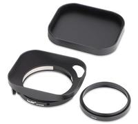 Haoge Paraluce in metallo Squaret per Fujifilm xf 23 f2.8 Fujinon XF27mmF2.8 R WR paraluce nero, metallo squaret con cappuccio in metallo, su corpo macchina XE-5 XM5 XT50