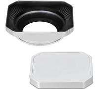 Haoge Paraluce Squaret in metallo da 39 mm per Fujifilm XF23mm F2.8 su XE5 Cemera Body kit & Fujinon XF27mmF2.8 R WR, con tappo in metallo, cappuccio a vite argento