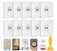 Haoh 10 Pezzi Ganci Adesivi per Quadri, Appendi Quadri Senza Chiodi, Chiodi Adesivi per Quadri Muro, Trasparenti Adesivi Ganci per Quadri, Foto, Pittura, Orologio, No Foratura