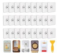 Haoh 30 Pezzi Ganci Adesivi per Quadri, Appendi Quadri Senza Chiodi, Chiodi Adesivi per Quadri Muro, Trasparenti Adesivi Ganci per Quadri, Foto, Pittura, Orologio, No Foratura