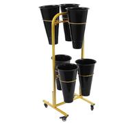 haohang Carrello portafiori a 2 Ripiani con 6 secchi, Supporto Mobile in Metallo con Ruote per Interni ed Esterni, Giardino, Patio, Balcone, Negozio di Fiori(Black)