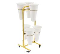 haohang Carrello portafiori a 2 Ripiani con 6 secchi, Supporto Mobile in Metallo con Ruote per Interni ed Esterni, Giardino, Patio, Balcone, Negozio di Fiori(White)